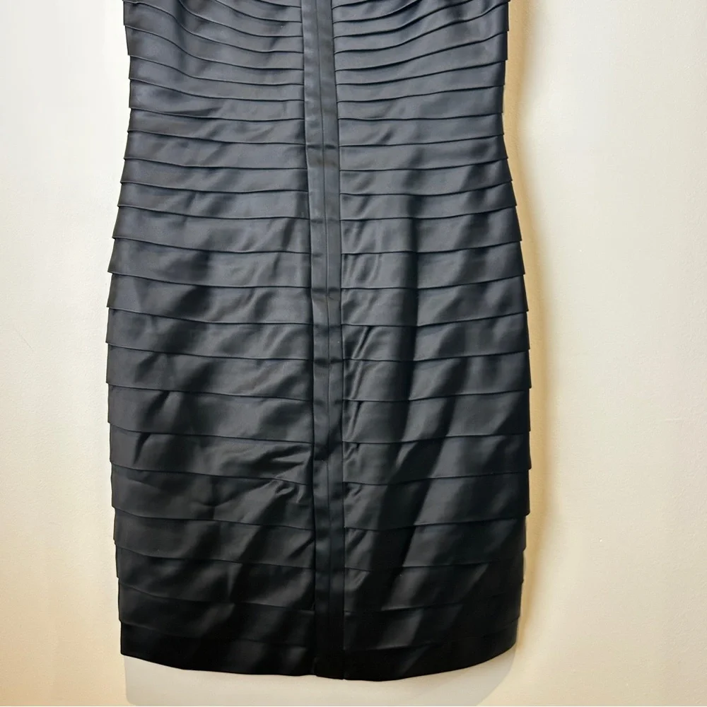 Calvin Klein Black Bandage-Style Sleeveless Bodycon Satin Cocktail Dress Carolyn - Picture 4 of 10